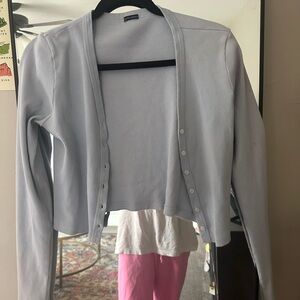 Light Blue Brandy Melville Button Up Sweater